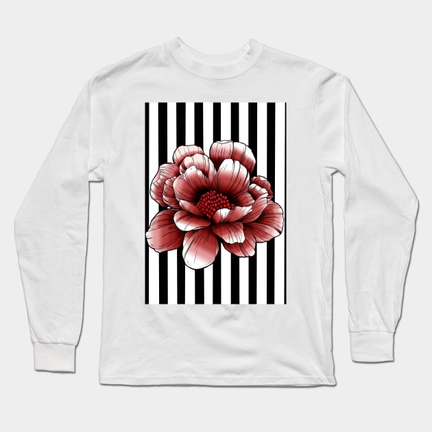 LINE FLOWER RED Long Sleeve T-Shirt by MAYRAREINART